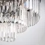NOXARTE Luxury Round Crystal Chandelier with Clear Glass Fringe 3-Tier Pendant Light for Dining Room Kitchen Island