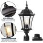 Goalplus Outdoor Post Light Fixture with Pier Mount for Yard 24 1/2'' High Post Lamp Antique Bronze Post Lantern with Clear Seeded Glass, IP44 60W E26, 1 Pack, LM4610-M