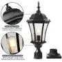 Goalplus Outdoor Post Light Fixture with Pier Mount for Yard 24 1/2'' High Post Lamp Antique Bronze Post Lantern with Clear Seeded Glass, IP44 60W E26, 1 Pack, LM4610-M