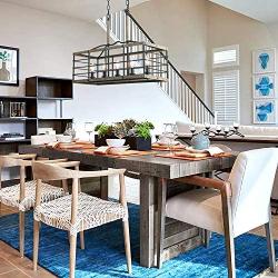 Farmhouse Chandelier for Dining Room, Rectangle 5-Light Kitchen Island Lighting, Faux Wood Finish