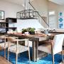 Farmhouse Chandelier for Dining Room, Rectangle 5-Light Kitchen Island Lighting, Faux Wood Finish