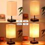 Touch Control Table Lamp with 2 Power Outlet and 2 USB Port, 3-Way Dimmable Desk Lamp Modern Table Lamp for Bedroom Living Room Office, Led Bulb Included (Table lamp with Outlet)