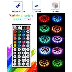 SHINESTAR 32.8FT LED Strip Lights with Remote, 5050 RGB Color Changing Light Strips, Dimmable, Flexible LED Tape Light for Teenage Girls Bedroom, TV, Desk, Kitchen, Home Decoration, Bar(Indoor use)