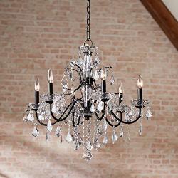 Beverly Dark Bronze Chandelier 26'' Wide Clear Crystal 6-Light Fixture for Dining Room House Foyer Kitchen Island Entryway Bedroom Living Room - Vienna Full Spectrum