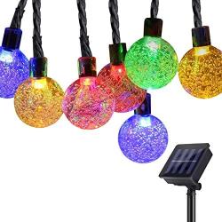 GreenClick Solar String Lights Outdoor, 25ft 40 Led String Lights 8 Modes Crystal Ball Waterproof Solar Powered String Lights for Bedroom, Garden, Party, Festival (Multi-Color)