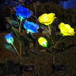 Solar Lawn Light rose2 Pack（6 Heads）,Rose Solar Energy Outdoor Garden Light, Garden Light Outdoor Decoration, Outdoor Light Pile,Solar energyStatue lamp， Garden Stakes Decorative,Lawn Garden，Rose