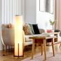 Brightech Parker - Decorative Tower Shade Floor Lamp for Living Rooms - Contemporary Column Lamp - Soft Light for Bedroom Standing 48 Inches (4) Tall - Asian Design w/Wood Frame - Incl. 2 LED Bulbs