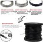 YQL Outdoor Lights Hanging Kit,Globe String Lights Suspension Kit,164ft Black Vinyl-Coated 304 Stainless Steel Cable,String Light Guide Wire,Hook & Eye Turnbuckle Wire Rope Tension
