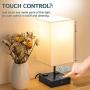 UL Approval Touch Control Table Lamp with USB and AC Outlet, SUPERDANNY 3-Way Dimmable Bedside Nightstand Lamp Modern Light, Desk Reading Lamp for Bedroom, Living Room, White, Set of 1