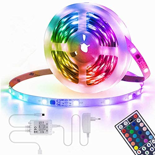 LED Strip Lights,16.4ft Led Light Strip,Led Color Changing Lights with Remote,Mood Lighting for Bedroom, Gaming Desk,Gaming Chair,Room Decoration SMD 5050 Strip Lights