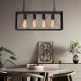 Industrial Kitchen Island Pendant Lighting, Pynsseu Rectangular Vintage Rustic 4-Light Hanging Pendant Light Fixtures for Kitchen Farmhouse, Bar, Dinning Room