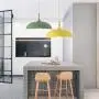 STGLIGHTING Swag Plug-in Pendant Light Wooden Handle Pendant Light with 15ft Plug-in UL On/Off Dimmer Switch Cord Macaron Yellow Lampshade Loft Style Lamps for Dining Room Bulbs Not Included