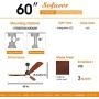 Sofucor 60'' Modern 3 Blades Ceiling Fan with Remote for Living Room Kitchen Bedroom with Remote without Light, Solid Mahogany and Matte Black…