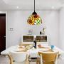 LITFAD Elegant Tiffany Style Pendant Light with Oversize Sunflower Pattern One-Light LED Ceiling Hanging Pendant Lamp Chandelier for Kitchen Island Dining Room Restaurant - A