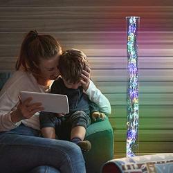 Clear Column Floor Lamp，LKUA Modern LED Corner Standing Tube Floor Lamp, Decorative Elegant Design LEDs Fairy Firefly String Floor Lights for Living Room,Bed Room,Office(42''RGB Color）