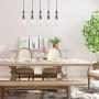 LNC A02982 Wood Kitchen Island Lighting Farmhouse Linear Chandeliers with Glass Bottle Shade