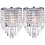 HOMWEERUN A Pair Left Right 2Pcs E12 Modern K9 Crystal Mirror Stainless Steel Wall Lights Wall Lamps Sconce Night Light Lamps Fixtures Lights with Switch for Hallway Bedside Living Room (Chrome)