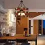 PUZHI HOME Farmhouse Chandeliers 5 Lights Kitchen Island Pendant Lighting Fixture Circular Wood Chandeliers Industrial Metal Retro Pendant Lights for Dining Room Kitchen