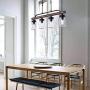Wellmet Farmhouse Chandelier for Kitchen Light Fixtures, 4 Lights Mason Jar Pendant Light for Dining Room Lighting Fixtures Hanging, Faux Wood and Black Metal Finish
