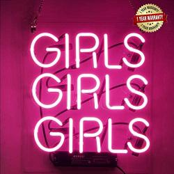 Neon Signs Girl Girls Girls Girls Neon Signs Girl Wall Decor Neon Light Sign Led Sign for Bedroom Neon Words Cool Art Neon Sign Cute Neon Lamps Home Room Beer Bar Custom Red Neon Wall Light 12''x10.6''