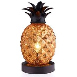 Mercury Glass Pineapple Lamp, Golden Glass Table Lamp for Bedroom, Dresser, Living Room, Kids Room, Coffee Table, Office, Bookstore, Festival Decor and Gift (Gold)