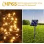 IDEAALS Solar String Lights Outdoor 2 Packs, 240LED Oversize Super Bright Solar Twinkle Lights, IP65 Waterproof 8 Modes Starbright Solar Lights for Tree Yard Garden Christmas Party (Warm White)