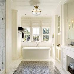 Modern Mid-Century Gold Clear Glass Ceiling Lights Brass 14'' Wide Semi Flush Mount Ceiling Lighting Fixture for Bedroom Kitchen Hallway Bathroom