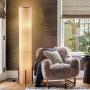 Floor Lamp, Amumo 52'' Gothic LED Modern Gray Floor Lamp for Living Room Decorative Elegant Design Tall Contemporary Column Soft Light Floor Lamp for Bedroom Office with Fabric Shade & 2 Light Warm 9W