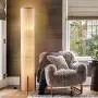 Floor Lamp, Amumo 52'' Gothic LED Modern Gray Floor Lamp for Living Room Decorative Elegant Design Tall Contemporary Column Soft Light Floor Lamp for Bedroom Office with Fabric Shade & 2 Light Warm 9W