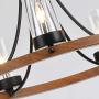 Maxax Industrial Rustic Farmhouse Wagon Wheel Chandelier,5-Lights Round Kitchen Island Light for Living Room Dining Room Farmhouse Kitchen Island,Wood Finish