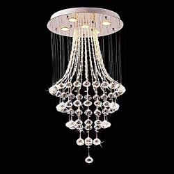 DNYSYSJ Modern K9 Crystal Spiral Raindrop Chandelier Lighting Flush Mount LED Ceiling Light Fixture Pendant Lamp for Dining Room Bathroom Bedroom Livingroom 5GU10 Bulbs Required H43'' X W18''