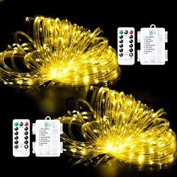 2 Pack LED Rope String Lights with Remotes,49ft 150 LED Battery Powered Fairy String Lights, 8 Lighting Modes with Timer Waterproof for Indoor Outdoor Home Garden Wedding Party Christmas