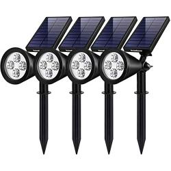 InnoGear Solar Lights Outdoor, Upgraded Waterproof Solar Powered Landscape Spotlights 2-in-1 Wall Light Decorative Lighting Auto On/Off for Pathway Garden Patio Yard Driveway Pool, Pack of 4 (White)