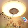 Upgrade 36W,60W,72W,80W LED Ceiling Lights with Bluetooth Speaker Smartphone APP, Dimmable 15-inch ,20Inches Music RGBW Color Temperature Adjustable, Fluorescent Equivalent, Round Flush Mount Light Fixture