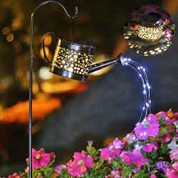 AMWGIMI Garden Solar Lights Pathway Outdoor,Dew Drop Water Can Garden Stake Metal Lights Decorative Yard Art Waterproof LED Garden Lights,for Patio Yard Walkway Pathway Lawn Decorations