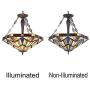 Capulina Tiffany Dining Table Lights, 3-Light Hanging Tiffany Style Lamp, 22.7 Inch Wide Stained Glass Dining Room Lights, Mission Style Tiffany Hanging Light, Inverted Ceiling Light for Living Room