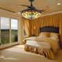 APBEAMLighting Tiffany Ceiling Fan Light Retro LED Dimmable Fandelier Retractable Reverse Blades with Remote Control for Bedroom Dining Room 36 Inches