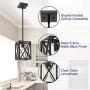 TODOLUZ 1-Light Farmhouse Pendant Light Black Cage Hanging Ceiling Lights with Clear Glass Shade for Kitchen Hallway Dining Room Foyer Bedroom