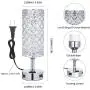 Tomshine Crystal Table Lamps, Touch Control Lamp Dual USB with AC Outlet 3-Way Dimmable Silver Bedside Nightstand Small Desk Lamp for Living Room Bedroom Decorative Table Light (Include Bulb)