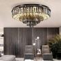 LITFAD Smoke Gray Crystal Flush-Mount Light Modern LED Bedroom Ceiling Light Modern Art Deco Chandelier Pendant Light for Dining Room Living Room Hotel - 19.5'' (50 cm) Wide