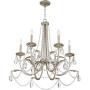 Strand Silver Leaf Chandelier 28'' Wide Beaded Crystal Candle 6-Light Fixture for Dining Room House Foyer Kitchen Island Entryway Bedroom Living Room - Regency Hill