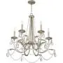 Strand Silver Leaf Chandelier 28'' Wide Beaded Crystal Candle 6-Light Fixture for Dining Room House Foyer Kitchen Island Entryway Bedroom Living Room - Regency Hill