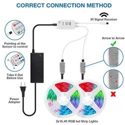 Led Strip Lights for Bedroom 32.8ft,Change Colors by Bluetooth Sync Music or MIC,5050 RGB LED Lights Strip Wall Decorations for Living Room with APP Control,IR Remote Controller,US Power Adapter