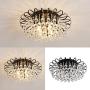 Semi Flush Mount 4-Light Crystal Chandelier，Modern Black Ceiling Lighting Fixture，Farmhouse Lighting for Island Bedroom Kitchen Dining Room Hallway