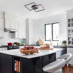 Helych Modern Ceiling Light LED 2 Squares Ceiling Lights Flush Mount Ceiling Lamp 27W Warm White 3000K Ceiling Lighting for Kitchen Bedroom Hallway Entry Dining Room Black