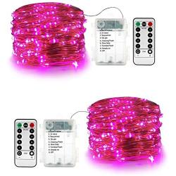 33ft 100 LED Remote Control Fairy String Lights, Waterproof Copper Wire 8 Modes Twinkle Firefly Lights for Outdoor Bedroom Patio Wedding Party Decor(Warm White)(2 Pack)