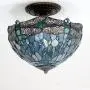 Tiffany Ceiling Fixture Light W12H11 Inch Semi Flush Mount Sea Blue Stained Glass Crystal Bead Dragonfly Lampshade S147 WERFACTORY Lamps Kid Living Room Bedroom Kitchen Island Bar Hallway Tiffany Ceiling Fixture Light W12H11 Inch Semi Flush Mount Sea Blue Stained Glass Crystal Bead Dragonfly Lampshade S147 WERFACTORY Lamps Kid Living Room Bedroom Kitchen Island Bar Hallway