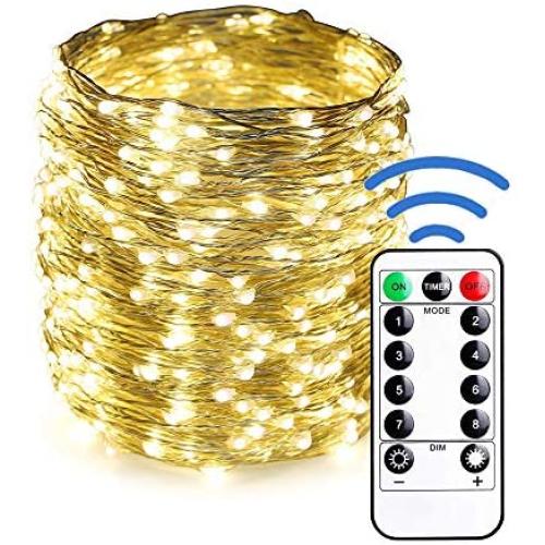 12APM 66ft 200 LED Dimmable USB Powered Fairy String Lights with Remote & Timer