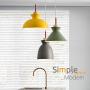 STGLIGHTING Swag Plug-in Pendant Light Wooden Handle Pendant Light with 15ft Plug-in UL On/Off Dimmer Switch Cord Macaron Yellow Lampshade Loft Style Lamps for Dining Room Bulbs Not Included