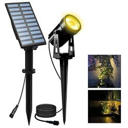 LED Landscape Solar Spotlights, T-SUN Waterproof Outdoor Solar Lights Auto ON/Off Solar Wall Lights for Garden, Driveway, Pathway, Pool Area(Warm White)